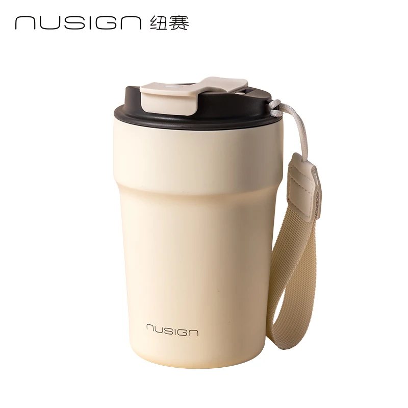 

Deli Nusign Multi-Function Coffee Cup 316 Stainless Steel Thermos with Straw Direct Drinking Option 400ml/510ml Gift Cup