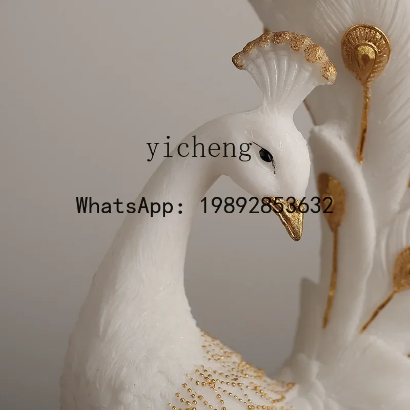 

W8- Modern Art Peacock Opening Homestay Decoration Vase Living Room Model Room Home Decor