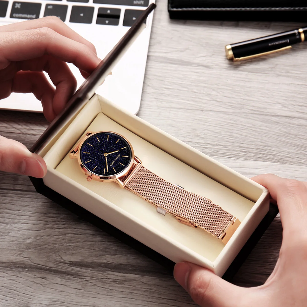 هانا مارتن ماركة 1 مجموعة ساعة نسائية CX36 الفاخرة السماء المرصعة بالنجوم ماتي 36 مللي متر ساعة اليابان الأصلي حركة الكوارتز فستان السيدات ساعة #3