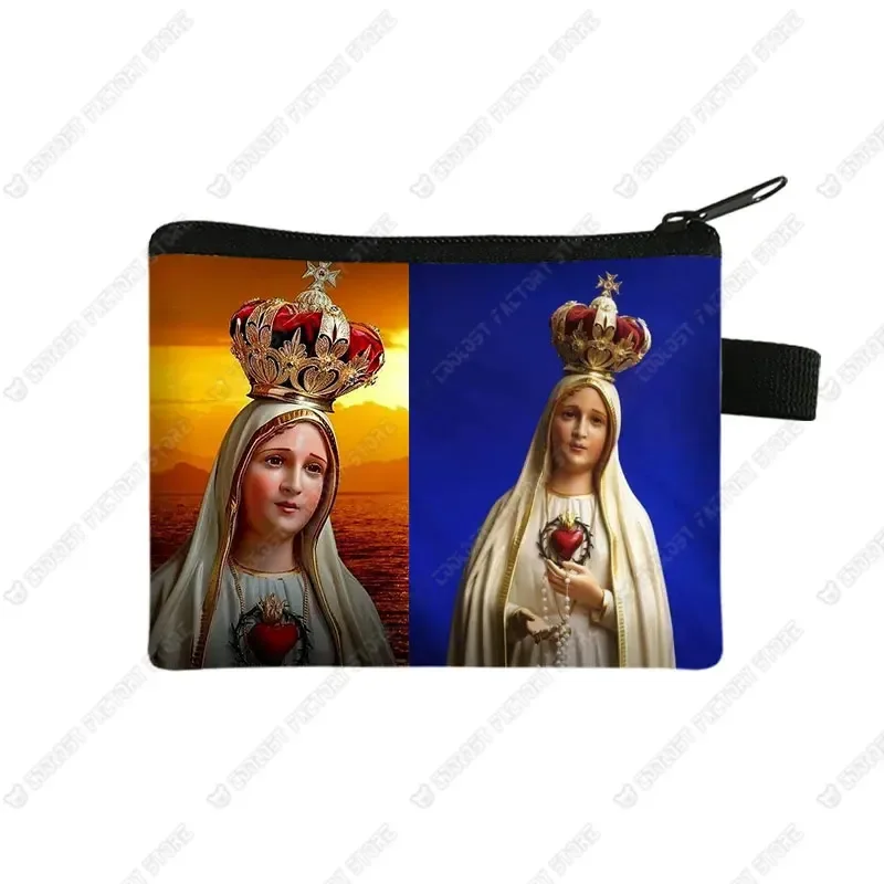 Holy Mary Oil Painting Coin Bag Our Lady Of Guadalupe Virgin Mary Coin Purse Women Catholic Mexico Wallets Earphones Money Bag
