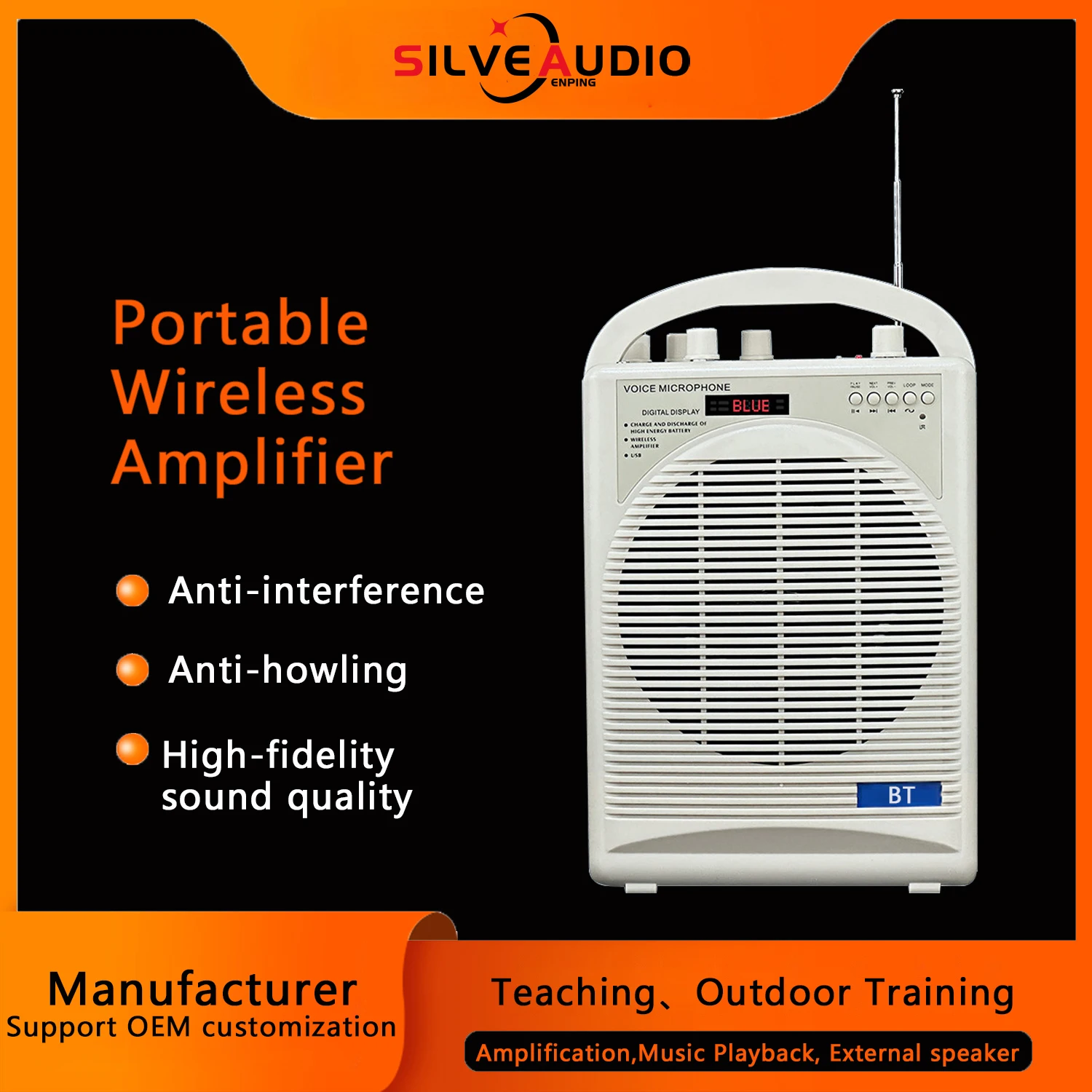 

GAS-AT112 Wireless Bluetooth amplifier - High-power outdoor karaoke clip-on handheld audio speaker - Audio equipment for tour