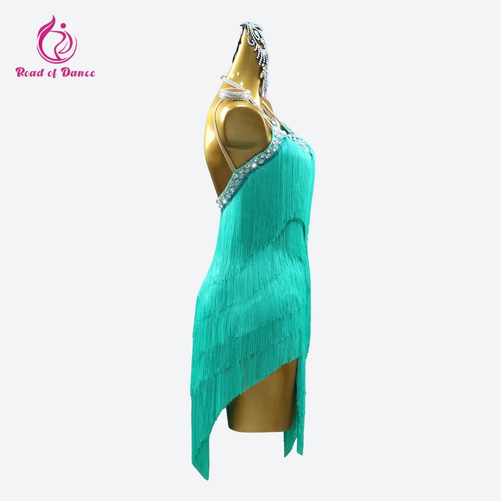 2026 Latin female Competition Dress New Dance Skirt Women\'s Ball Clothes Sport Fringe Suit Girls Sexy Midi Evening Long Costume