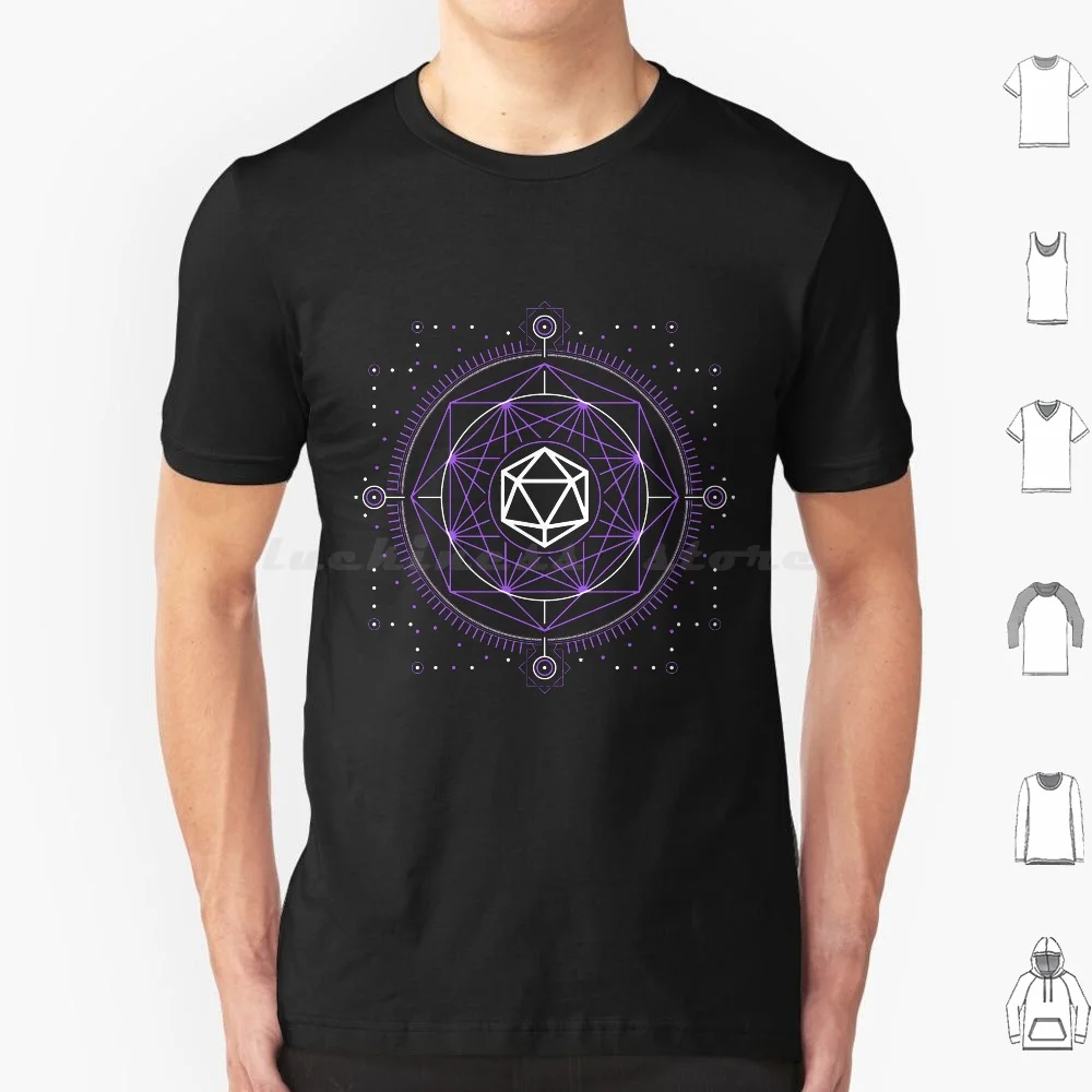Purple Sacred Symbol Polyhedral D20 Dice Tabletop Rpg T Shirt Big Size 100% Cotton And Dnd D And D 80s Dice Sword Tabletop Rpg