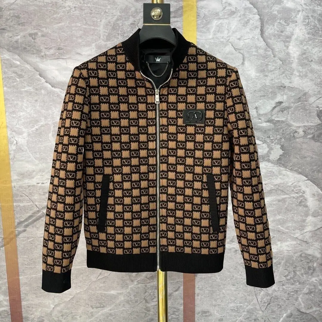 High-end trendy men's casual jacket European and American style spring and autumn men's jacket fashionable digital jacquard