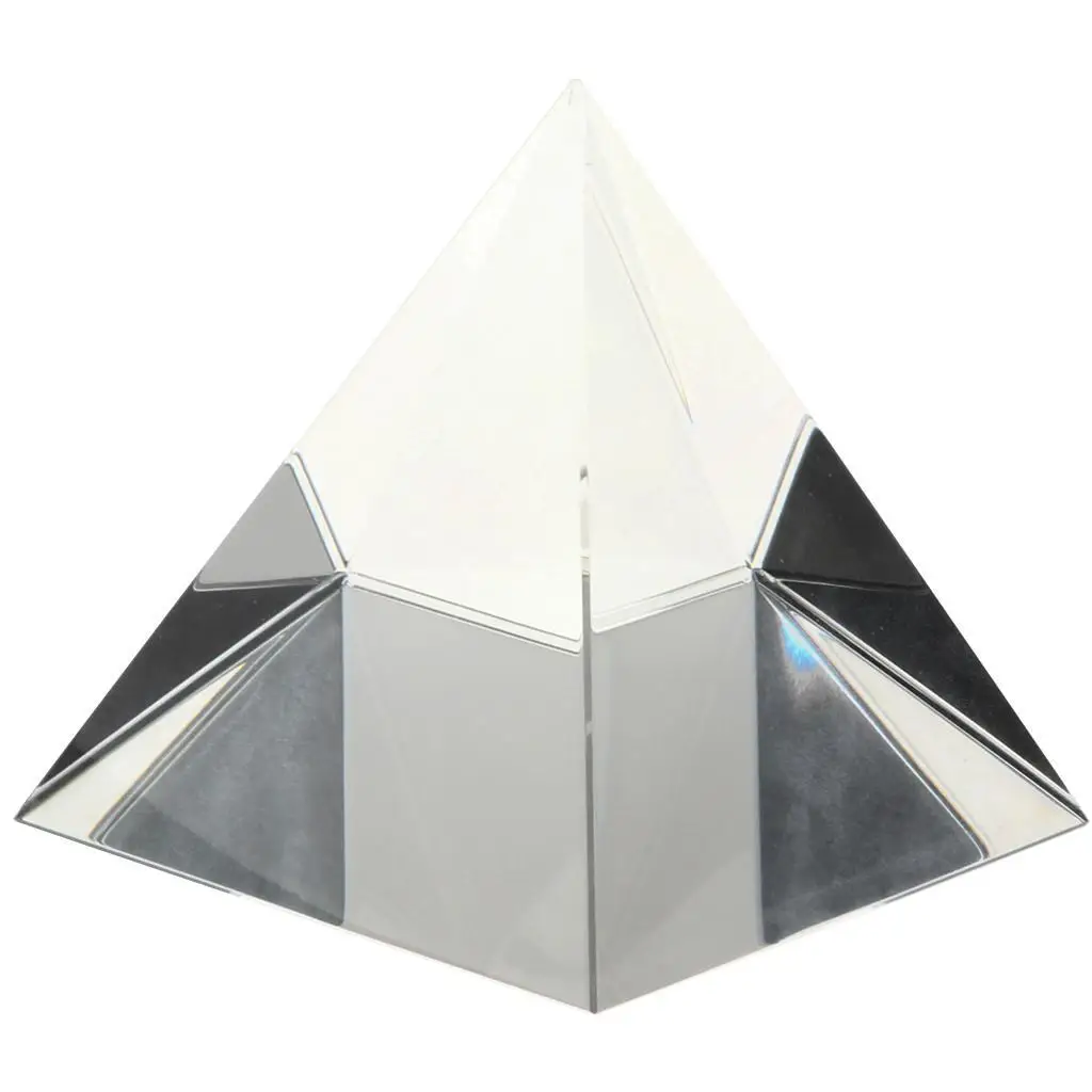 80mm Clear Crystal Glass Pyramid Prism Craft Statue Home Decor Paperweight