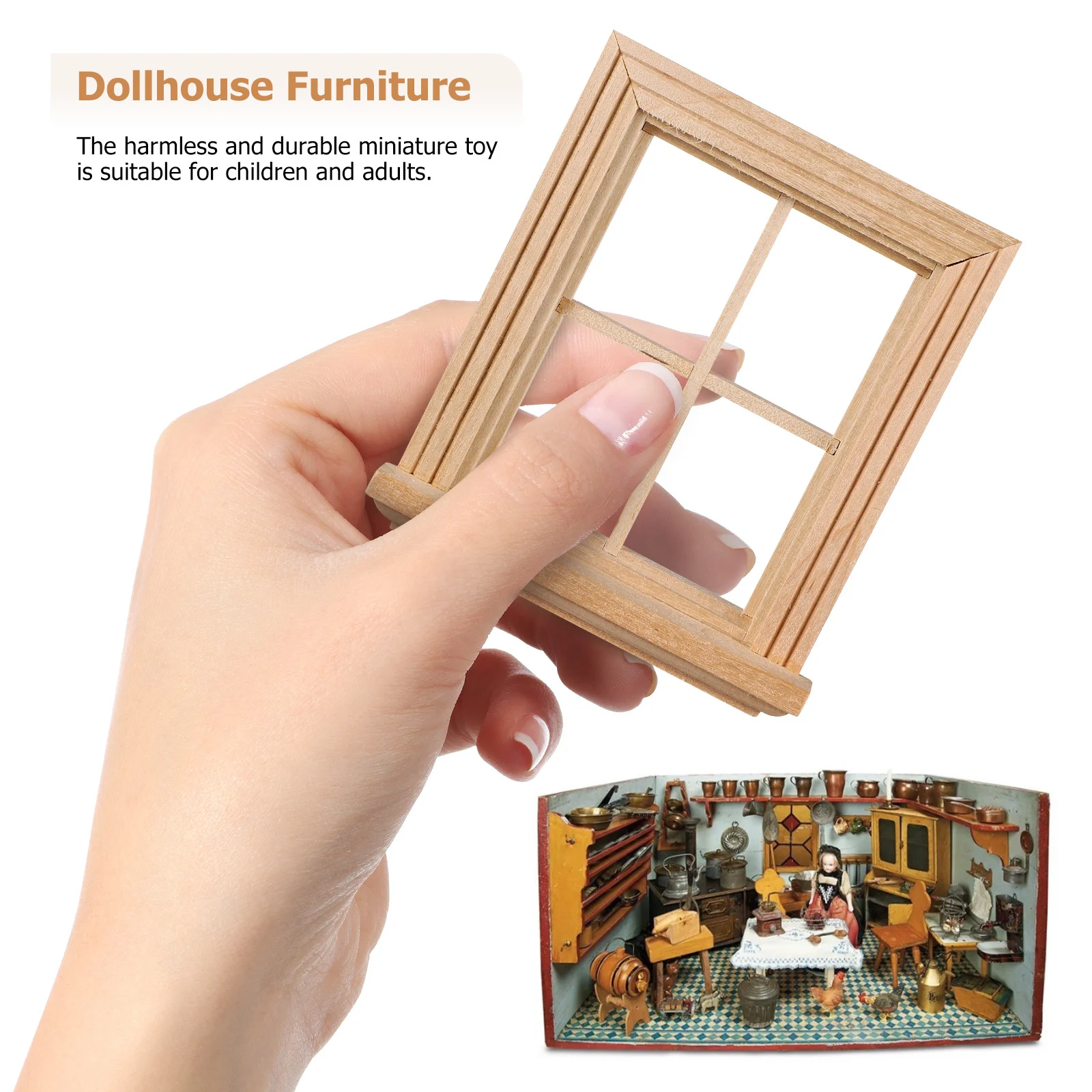 

2 pcs Frame For Sturdy Furniture House House Window Frames Furniture Decor Diy Tiny Rooms