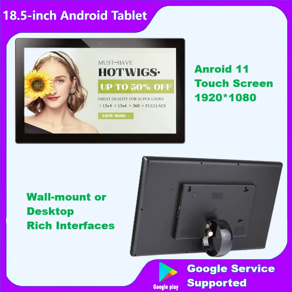 

18.5 Inch Slim Edge Android Tablet 4G+32G With Bracket Multi Media Vertical Display Wall Mount POE Monitor Smart Home Unit WIFI