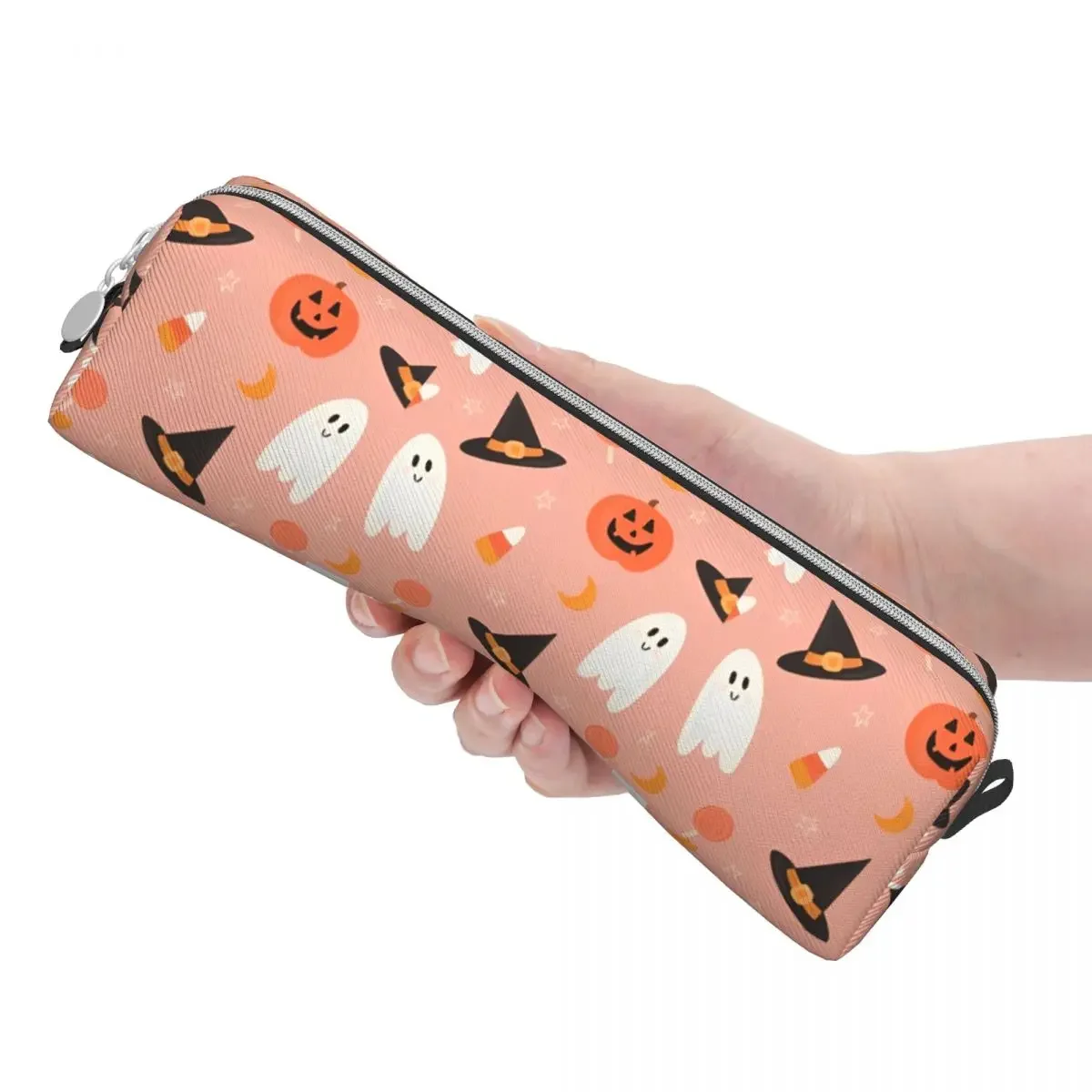 Halloween abóboras fantasmas lápis casos bonito caneta titular saco para estudante grande armazenamento material escolar zíper pencilcases