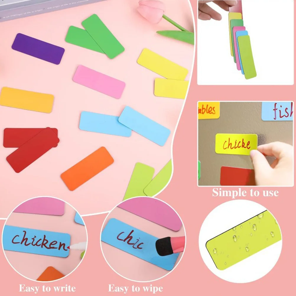 54Pcs Magnetic Name Tags Dry Erase Writable Labels School Use Refrigerator Magnets Message Board Magnetic Labels