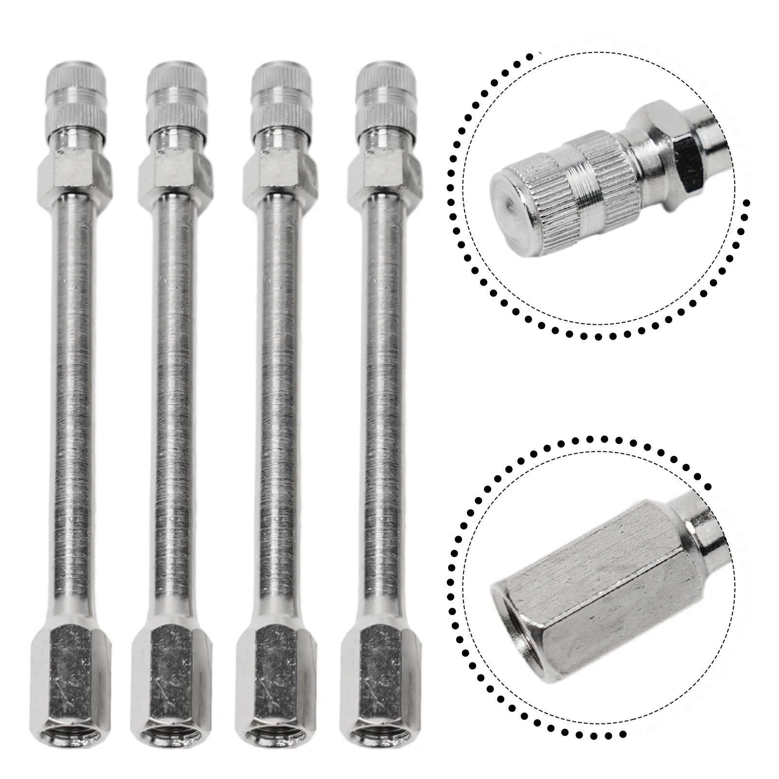 

100mm Metal Tyre Valve Extension Cap 4pcs Set for Car Truck Wheels Enhances Tire Pumping Convenience and Safety