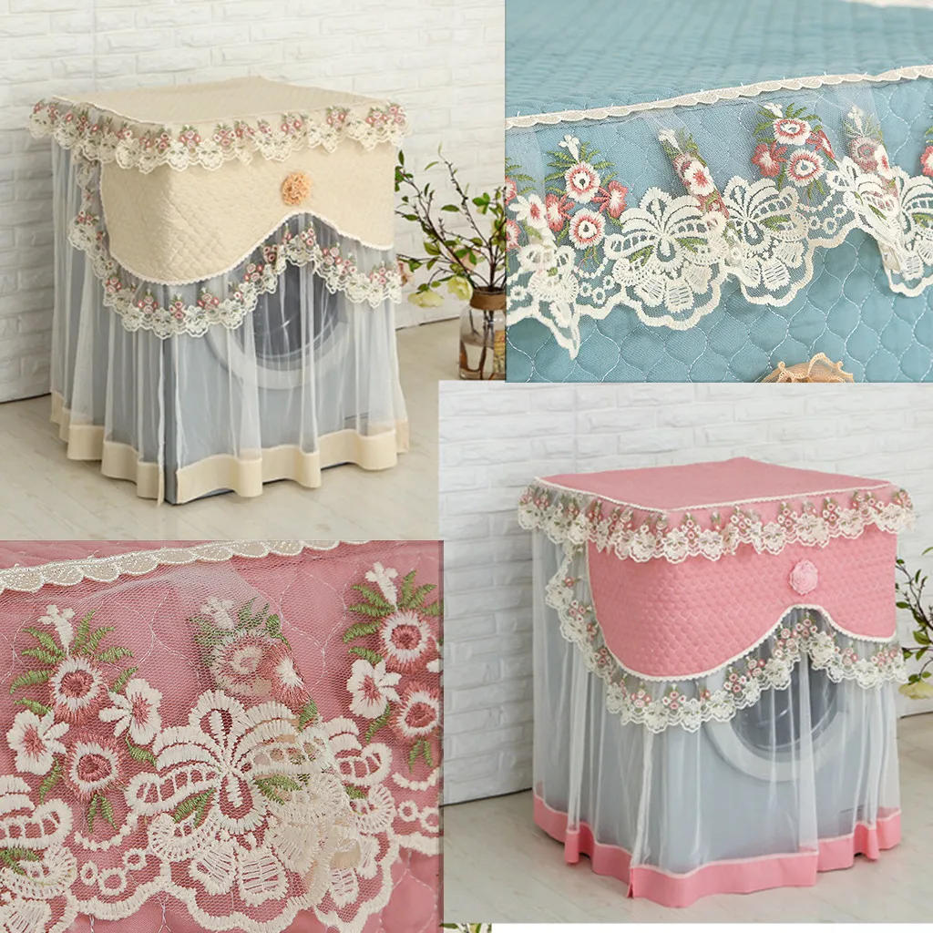 Lace Ruffle Floral Washing Machine Dust Cover Front Durable Soft Home proof Protective