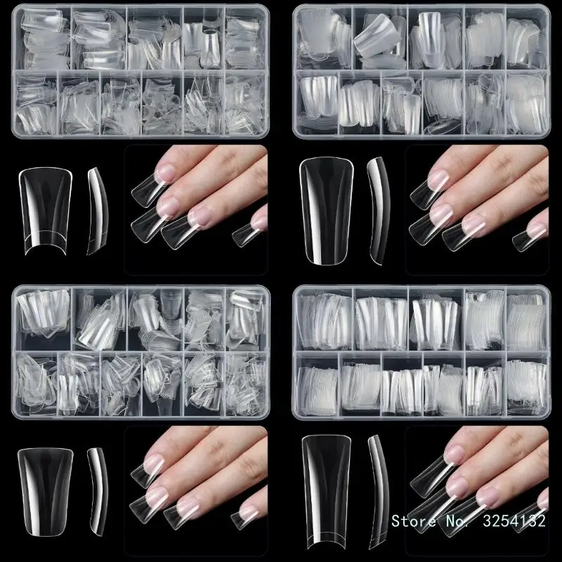 504x Duck Tips for Woman and Girls Curved Tips Press on Nails Tips Half Cover False Nails Clear Tips