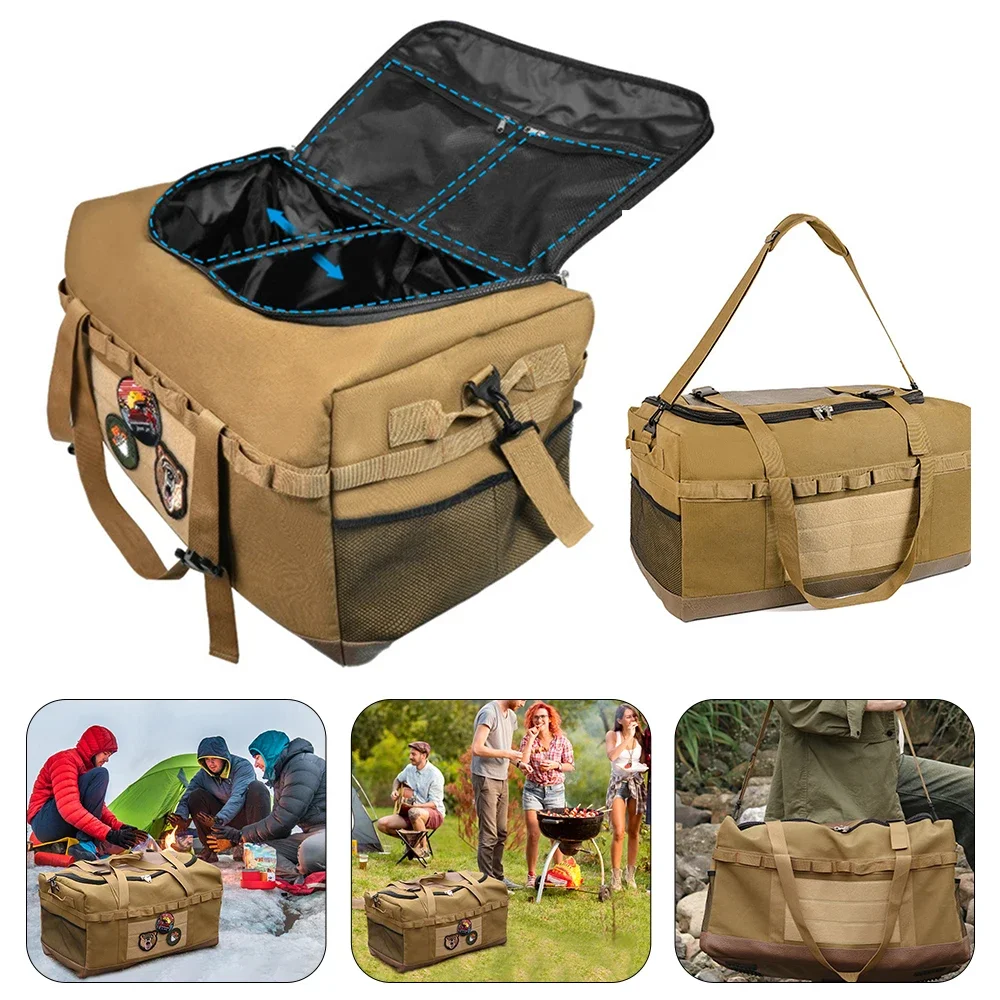 

80L Picnic Supply Storage Handbag Canvas Picnic Storage Shoulder Bag Large Capacity Waterproof for Outdoor Camping Hiking