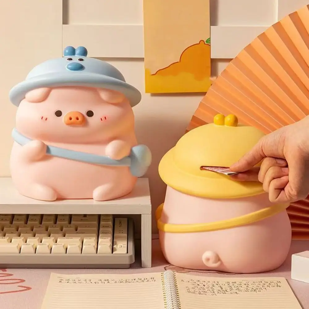 Fashion Cute Pig Coin Savings Tank Anti-fall Large Capacity Cartoon Coin Tank Ins Style Vinyl Kids Storage Box Household