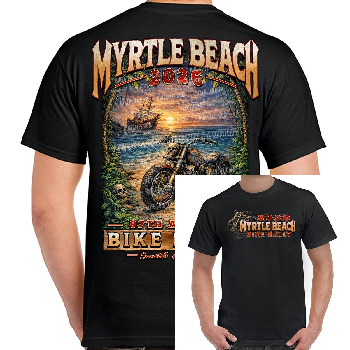 T-Shirt 2026 Myrtle Beach Bike Rally Tropical Jungle Graphic Printing High-end Luxury Both of Men and Women