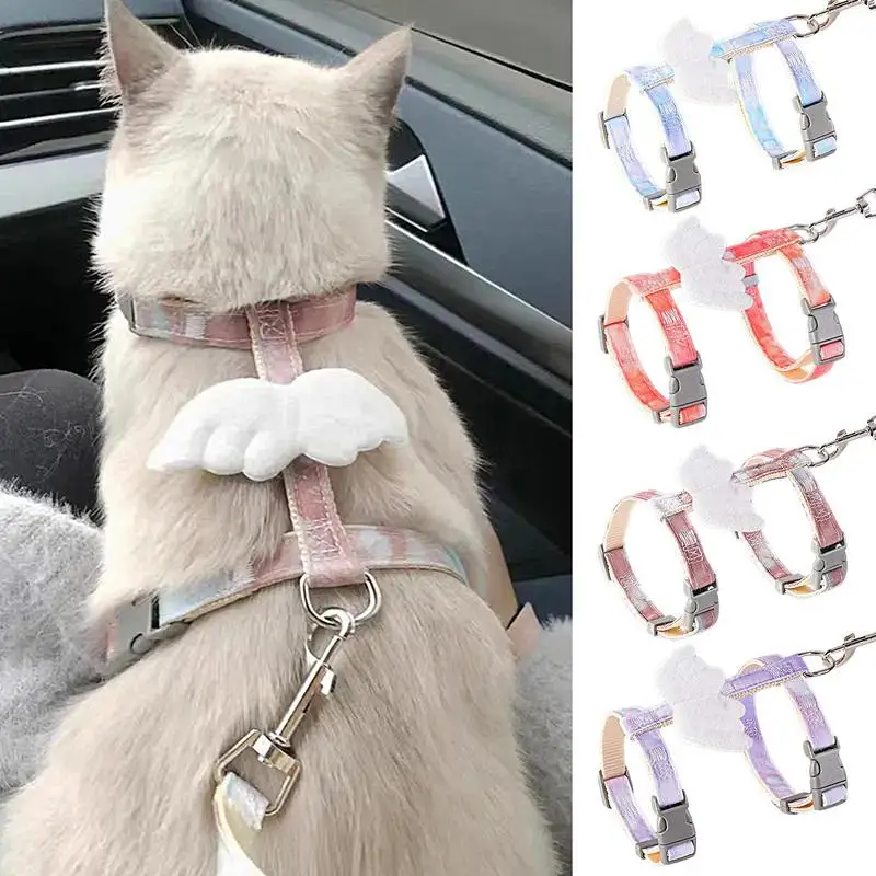 Cat and dog harness Comfortable and Flexible Dog Harness with Angel Wings Adjustable Easy Control Reflective Cat Harness