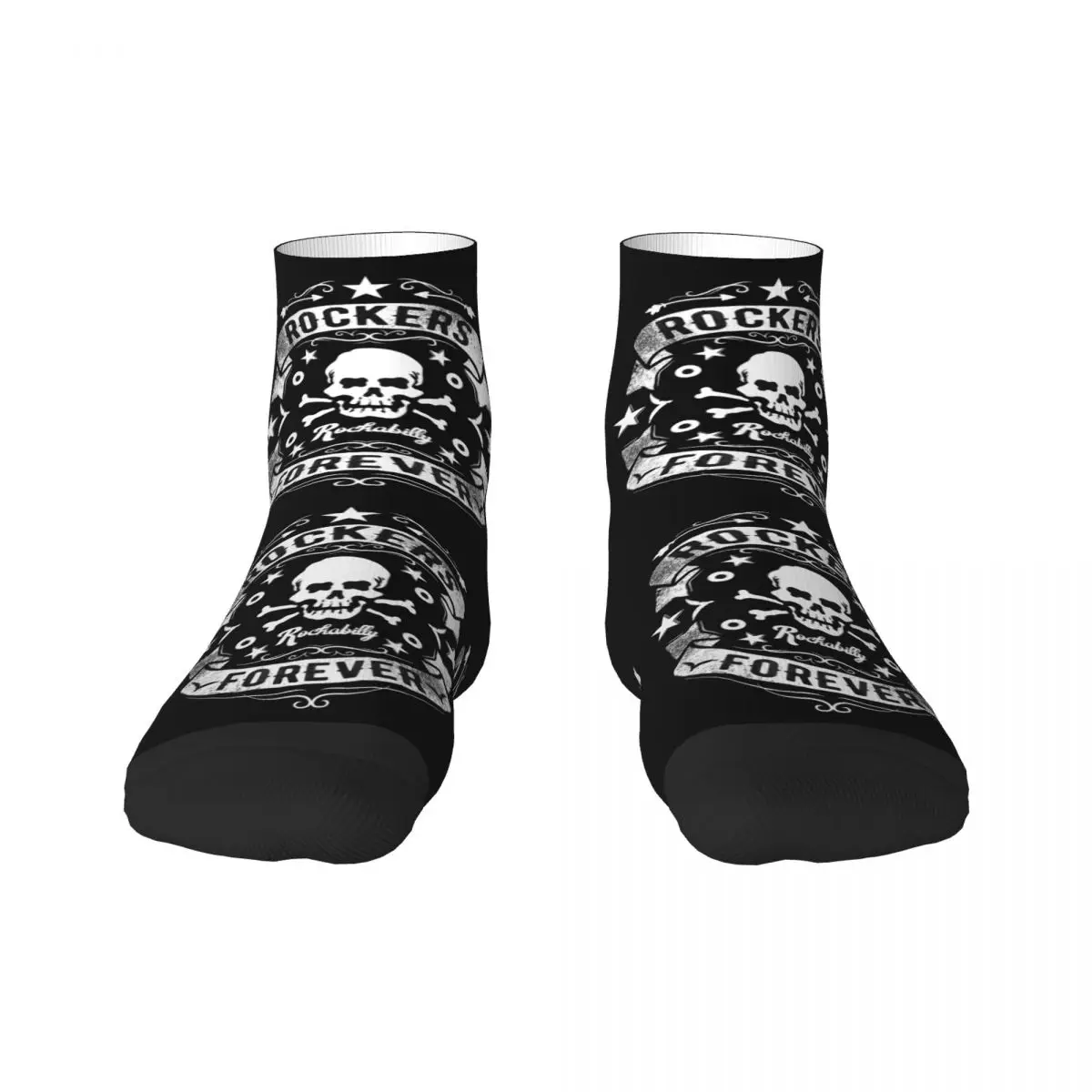 Cool Printing Retro Bikers Skull Vintage Motorcycle Rocker Rockabilly Socks for Men Stretchy Summer Autumn Winter Crew Socks