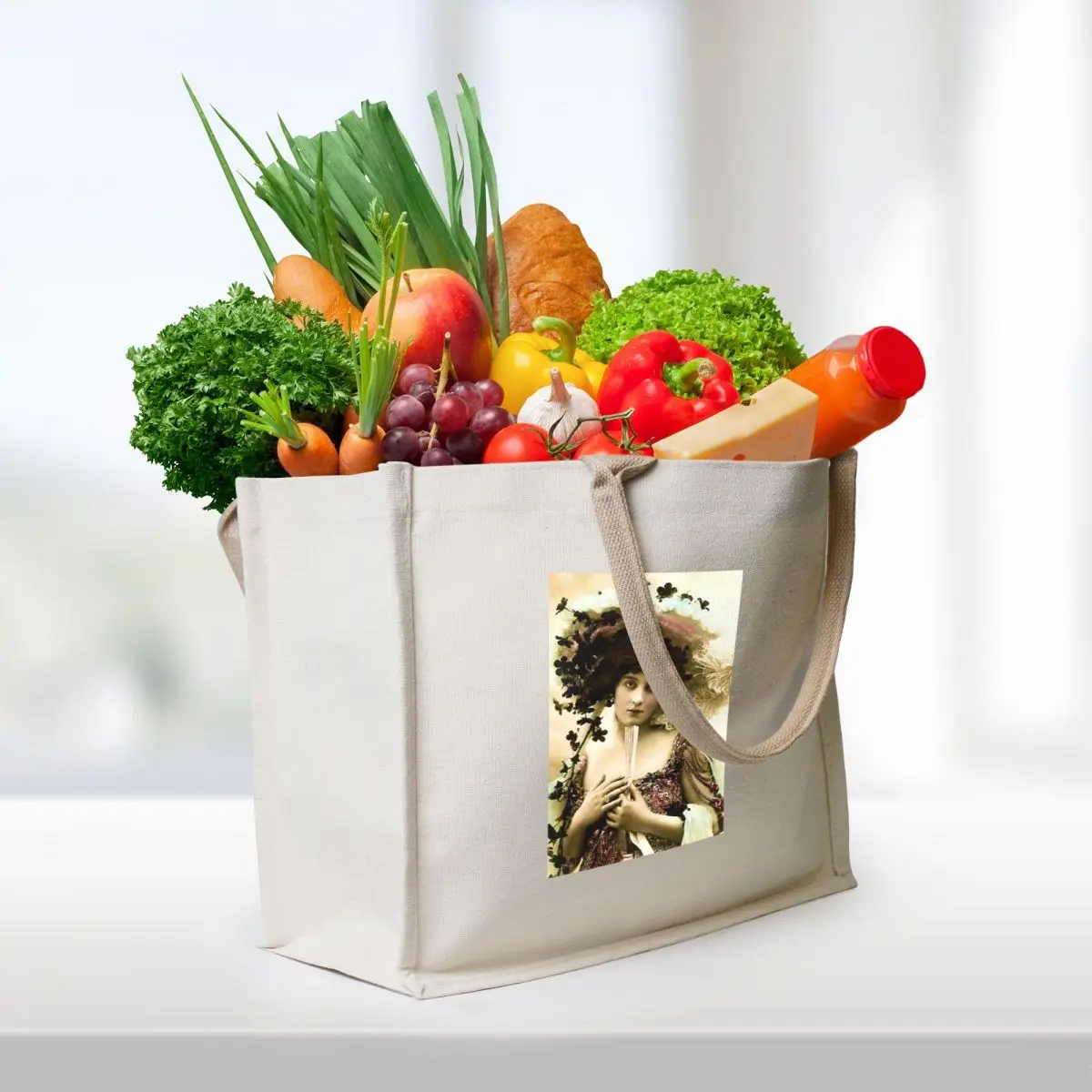 FLAPPER with a FAN : Vintage 1920 Art Deco Print Tote Bag eco pack Shopping bags Shopper handbag shopping bag logo