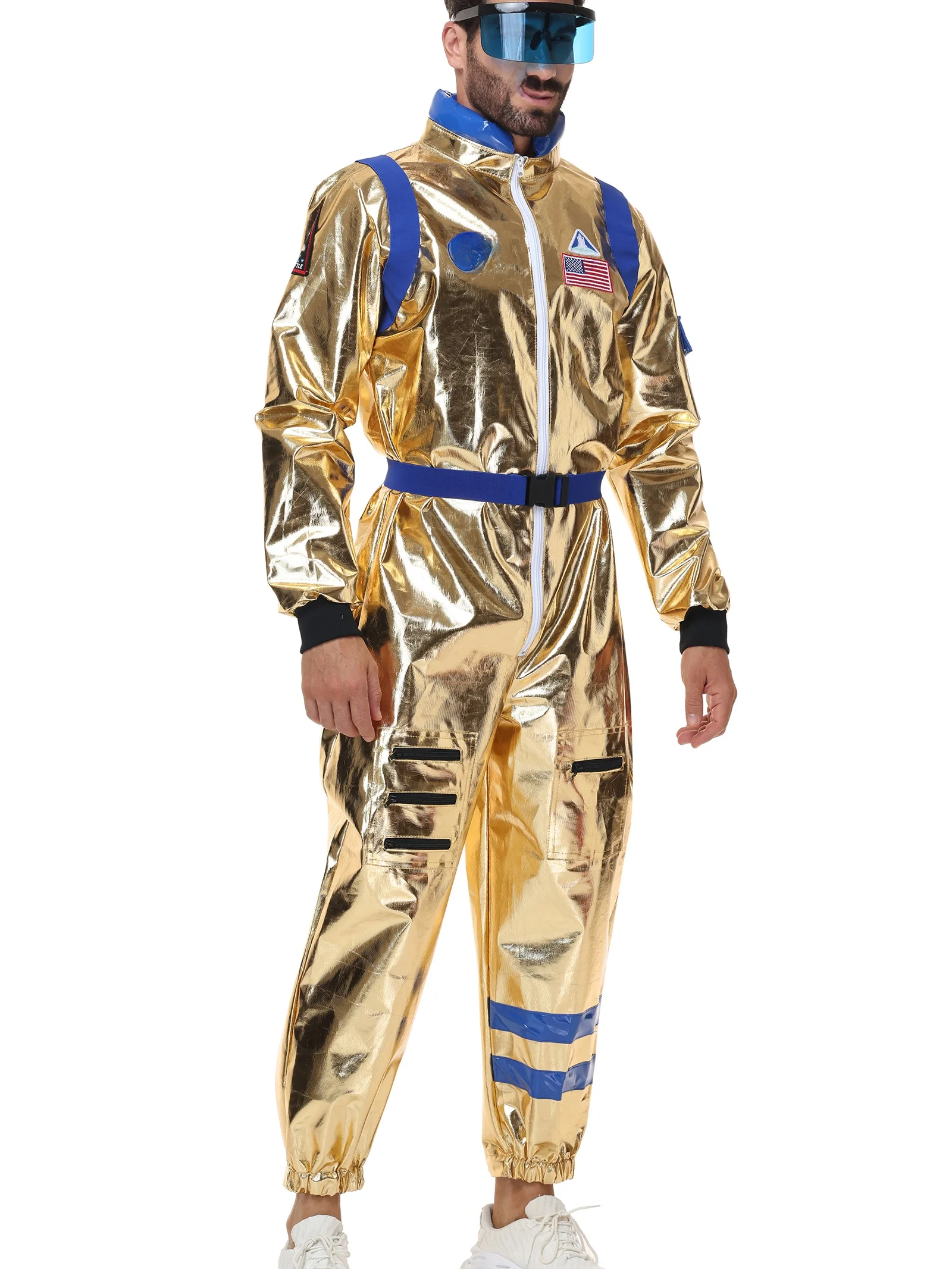 

Gold Astronaut Space Suit Onesie Men's Women's Couple COS Stage Performance Costume Halloween Performance Outfit Unisex