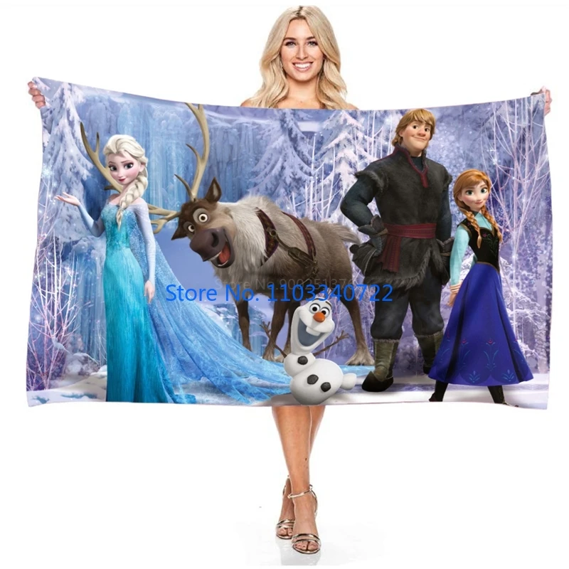 Anime 3D Print Frozen Elsa Anna Princess Bath Towels Microfiber Beach Swimming Towel Decor for Adults Kids Gift 75x150cm