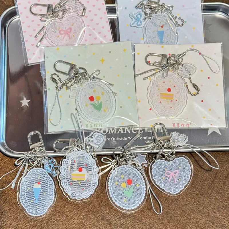 Lace Vintage Acrylic Charm for Loose Leaf Planner Binder Cover, Pendant with Hanging Clasp, Salt Girl Sweet Dessert Retro