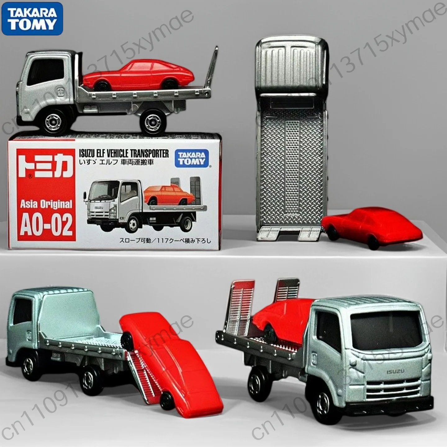 TAKARA TOMY Tomica Asia Limited AO 02 Isuzu Alloy Diecast Vehicle Transporter Simulation Car Toy Non-Remote Control Collectible