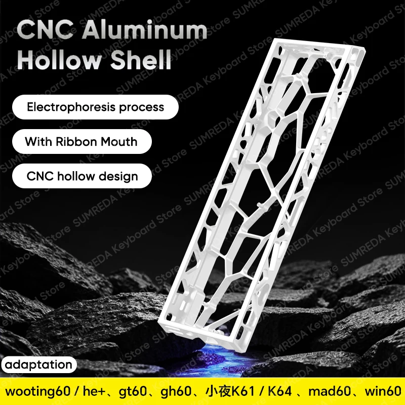 Wooting 60HE GH60 Holy60 Hollow Aluminum Keyboard Case Shell 60% Keys Layouts For Mad 60he Raven61 Aula Win60 GT60 Keyboard — zdjęcie produktu 6