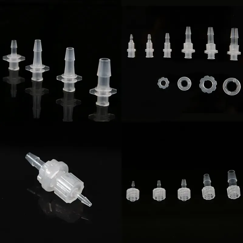 Panel mounted baffle fittings for silicone tube basic fittings in fluid systems