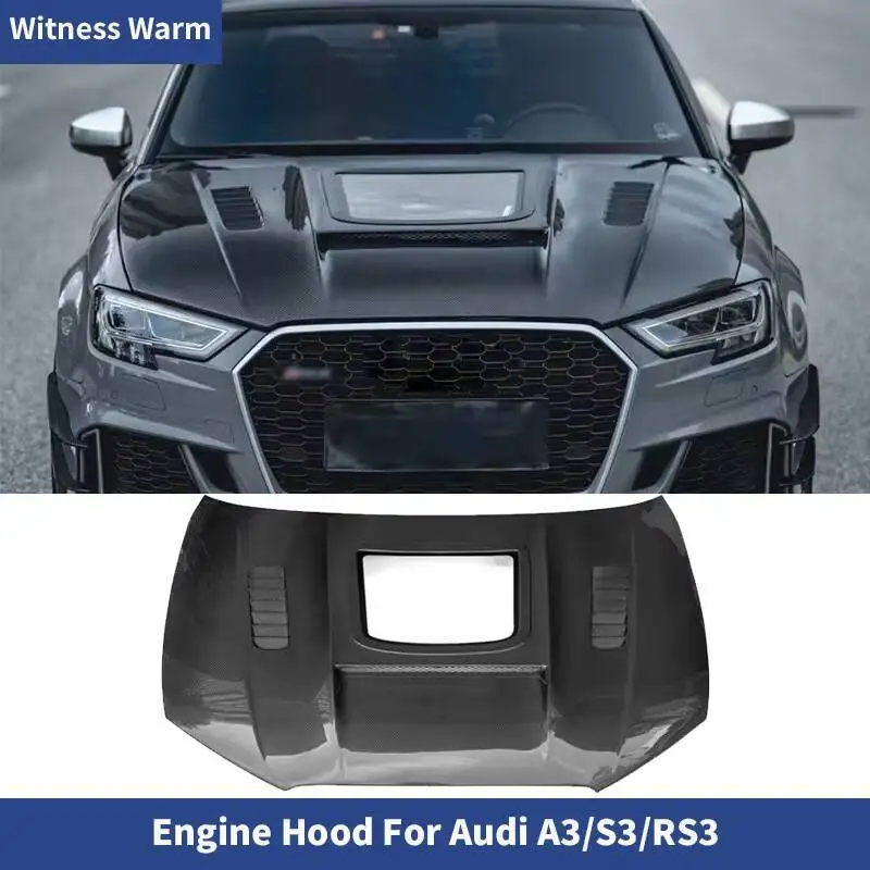 Capot de moteur en fibre de carbone de style transparent, capot pour Audi A3, S3, RS3, Tuning 2013-2019