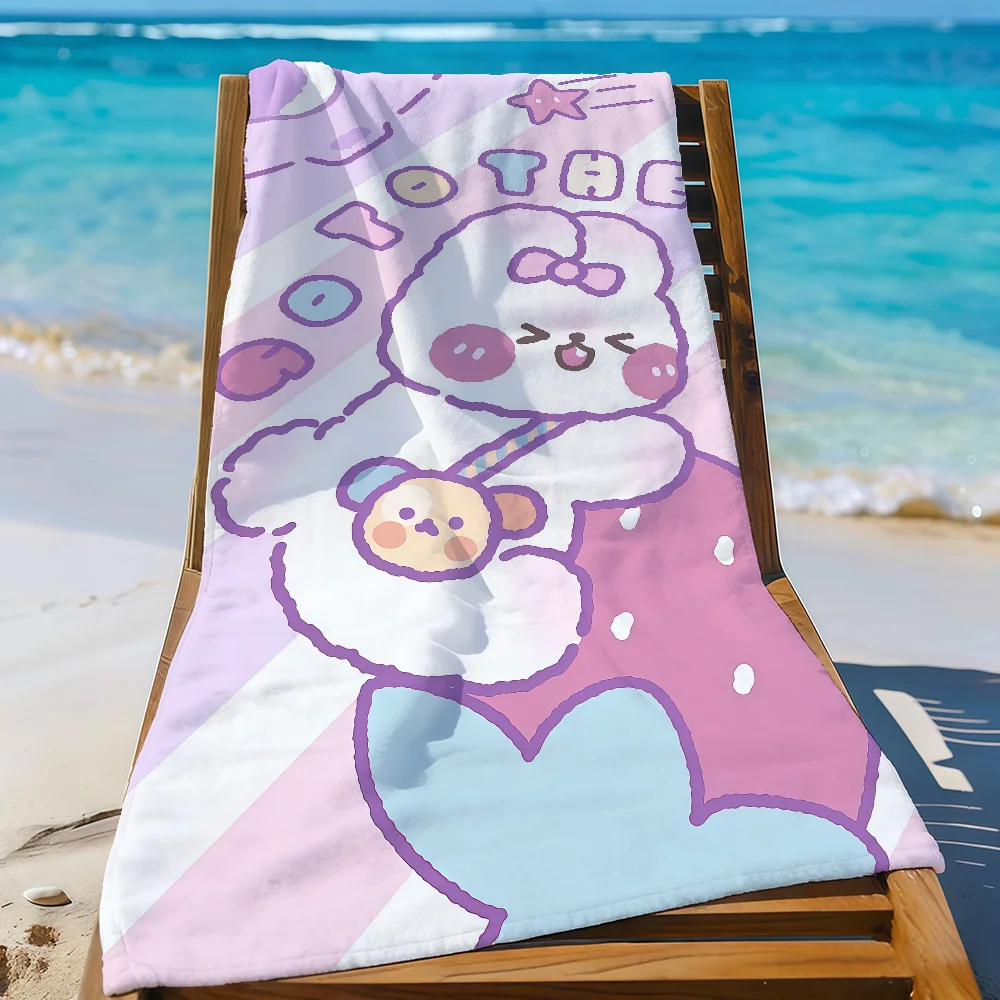Cute Rabbit Cartoon Kawaii Towel Quick Drying Beach Towels Are Suitable For Swimming Pools Camping Yoga And The Gym