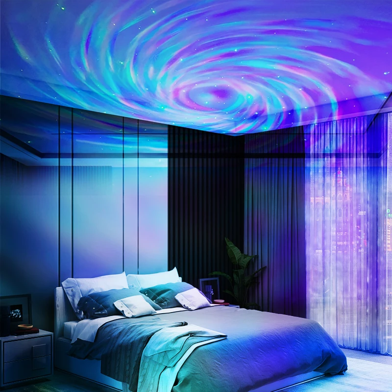 LED Star Projector Ocean Wave And Nebula Night Light Room Rotating Star Projector Light Bedroom Romantic Decor Party Decor.