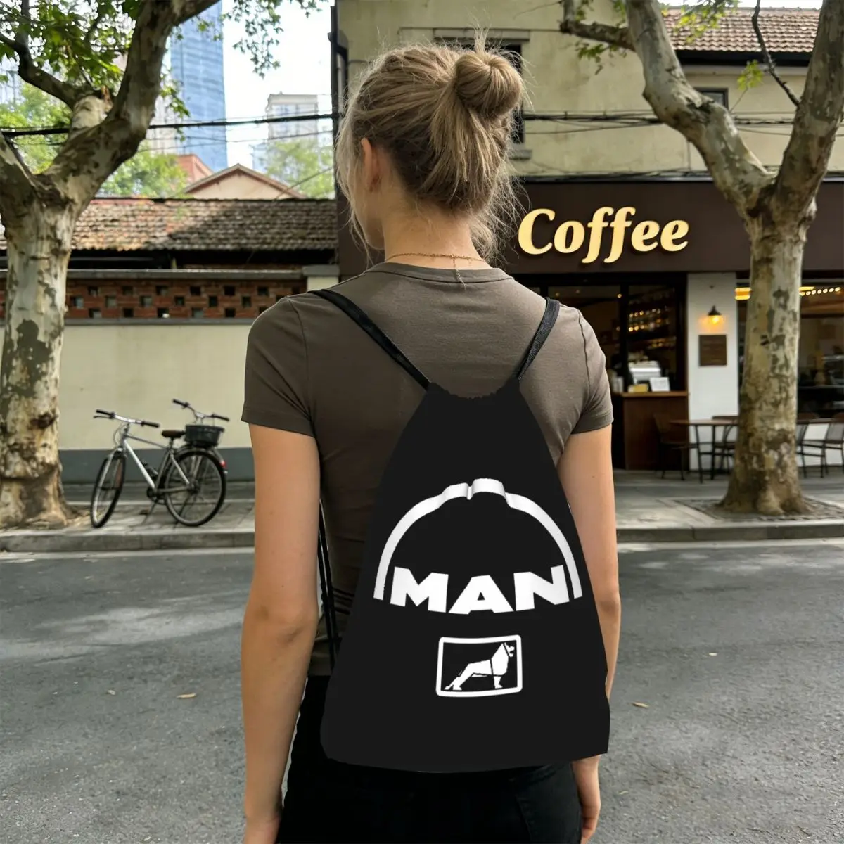 

Man Truck Bus Dual-use Logo Backpacks Portable Drawstring Bags Storage Bag Book Bags for Travel Students