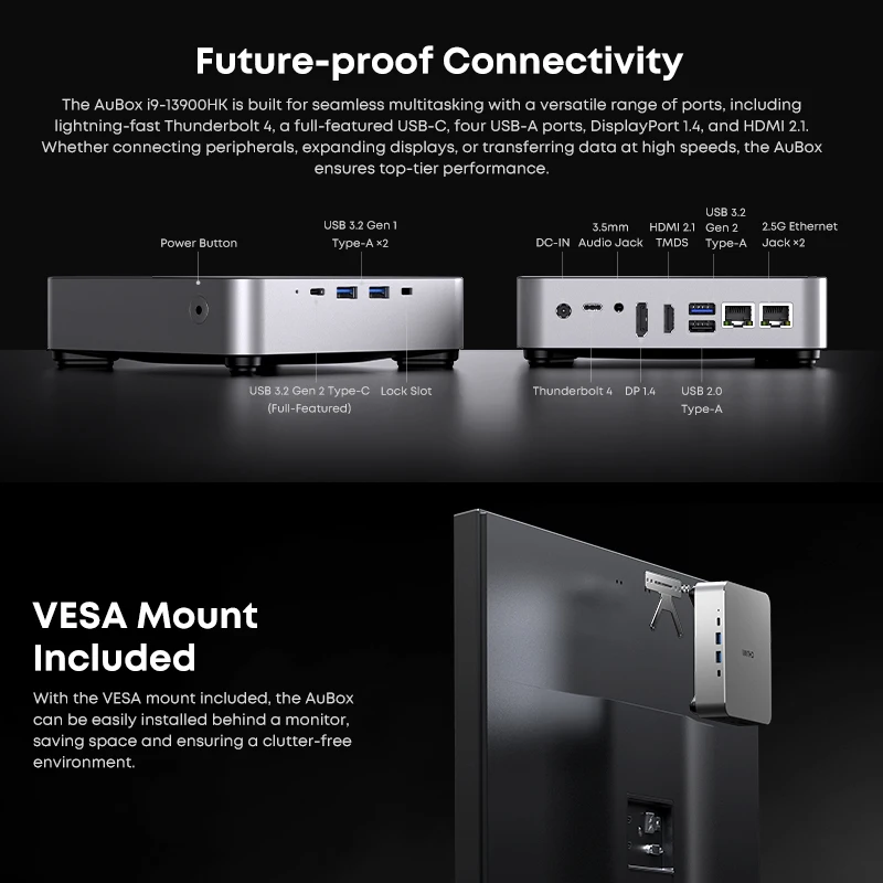 Chuwi Aubox Amd R7 8745Hs Mini Pc with Oculink 16Gb 512Gb Ssd Windows 11 4K 60Hz Display Wifi 6 Bt 5.1 Extend M.2 2t*2