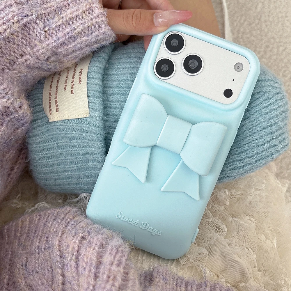 Niedliche 3D-Schleifen-Handyhülle für iPhone 17 16 15 14 13 12 Pro Max – Süße, stoßfeste Silikon-Rückabdeckung – Detail 2