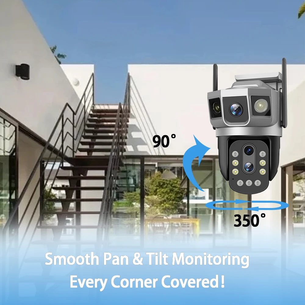 12MP HD WiFi Camera Outdoor Wireless PTZ IP Camera Built-in Battery Video Surveillance Camera V380 Pro Waterproof Cam CE/FCC