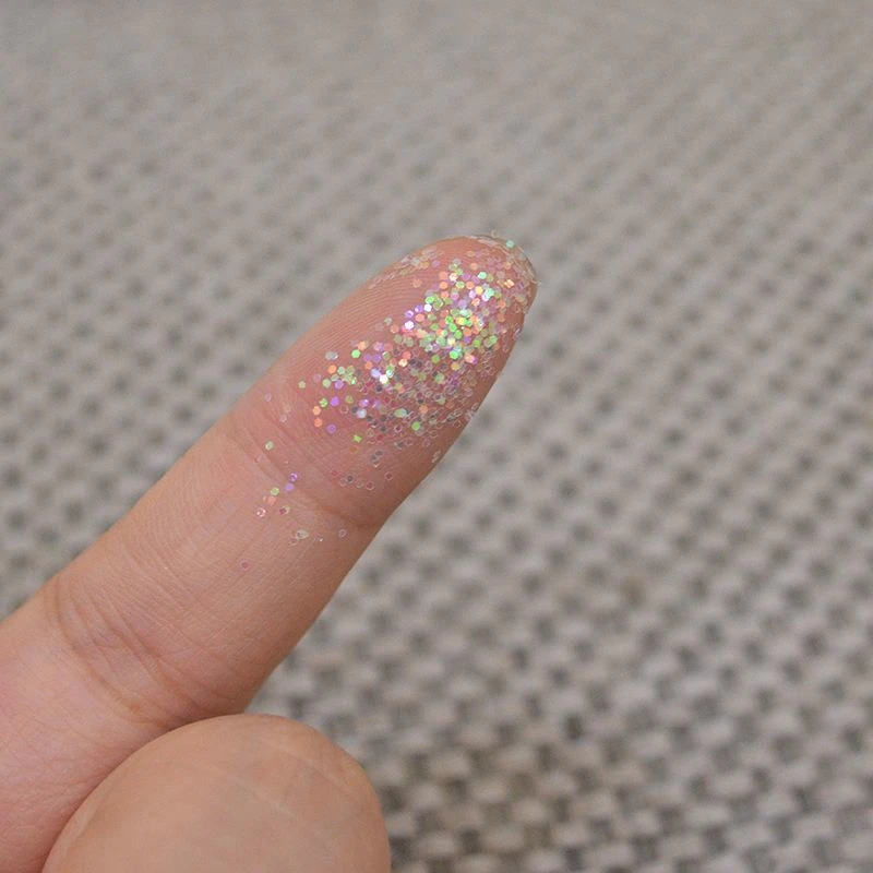 Holografisches weißes irisierendes Glitzerpulver 100g, PET-Flitter in verschiedenen Größen für Nagelkunst, Kunstharz, DIY-Wandmalerei, Basteldekoration – Detail 7
