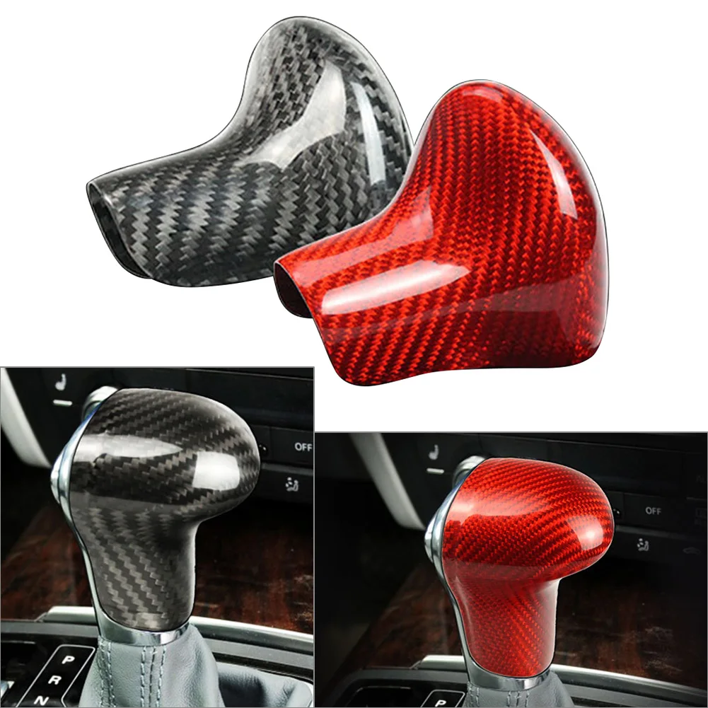 Car Carbon Fiber Shift Knob Cover Shell Decoration For Audi A4 A5 Q5 Q7 A6 A7 S6 S7 Black/Red LHD