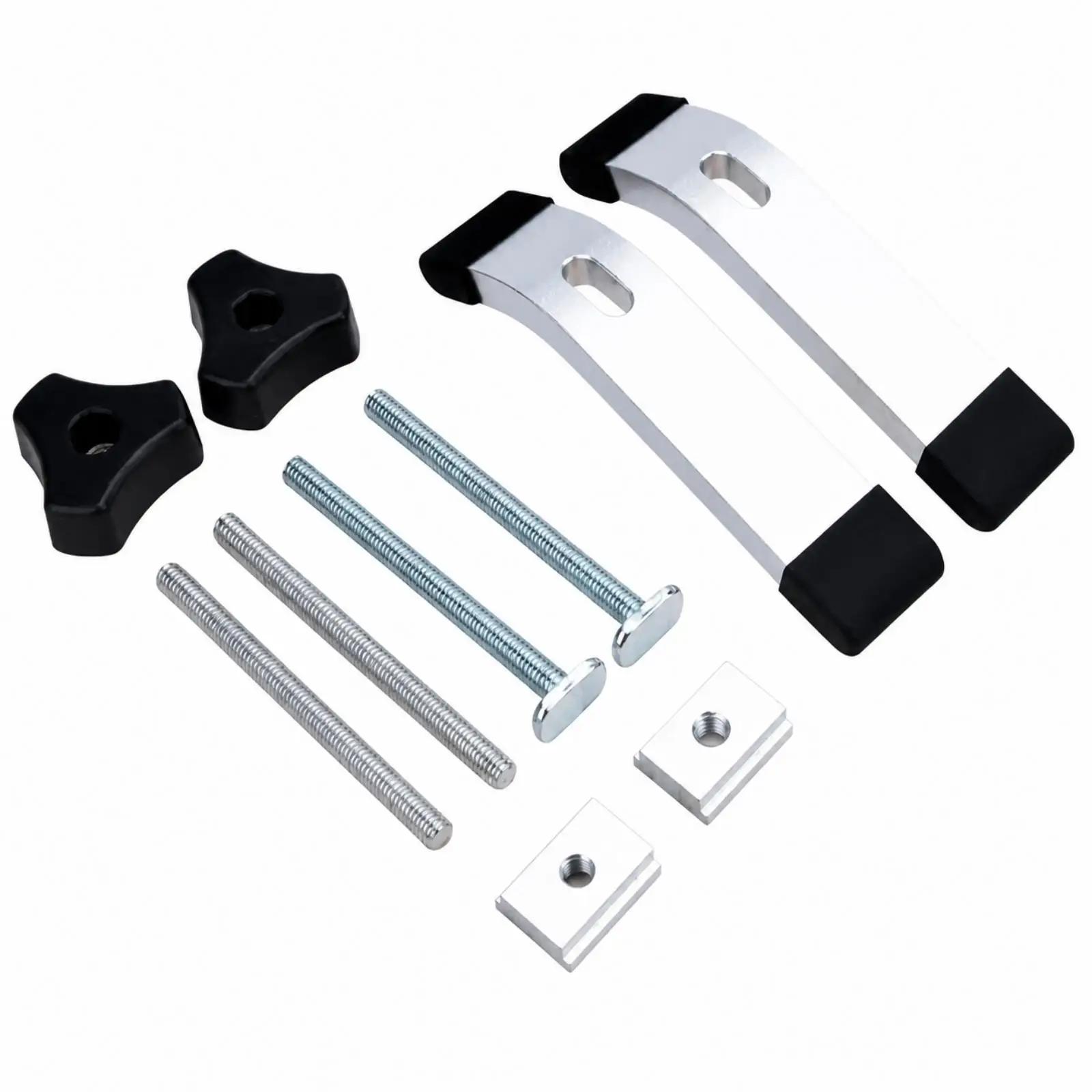 Workbench T Channel Clamp for Woodworking with Threaded Rod and Rubber End Covers