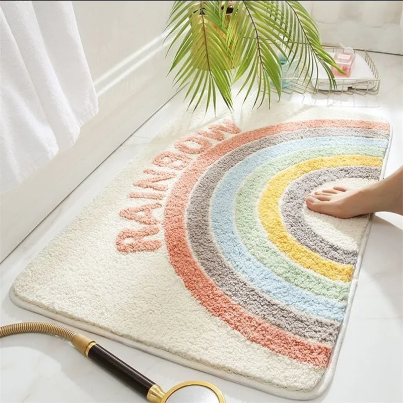 

Thicken Imitation Cashmere Material Bathroom Absorption Anti-slip Floor Mat Cartoon Style Home Soft Carpet Bedroom Bedsid Rug