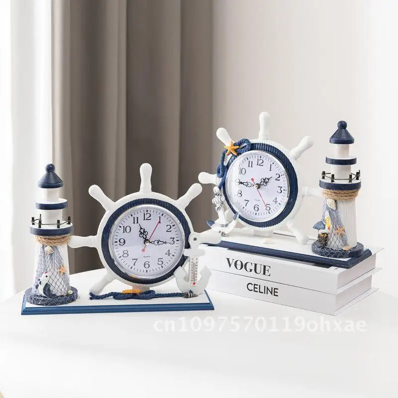 

Bedroom bedside silent decoration table clock, navigation clock, living room wooden clock ornaments, creative clock