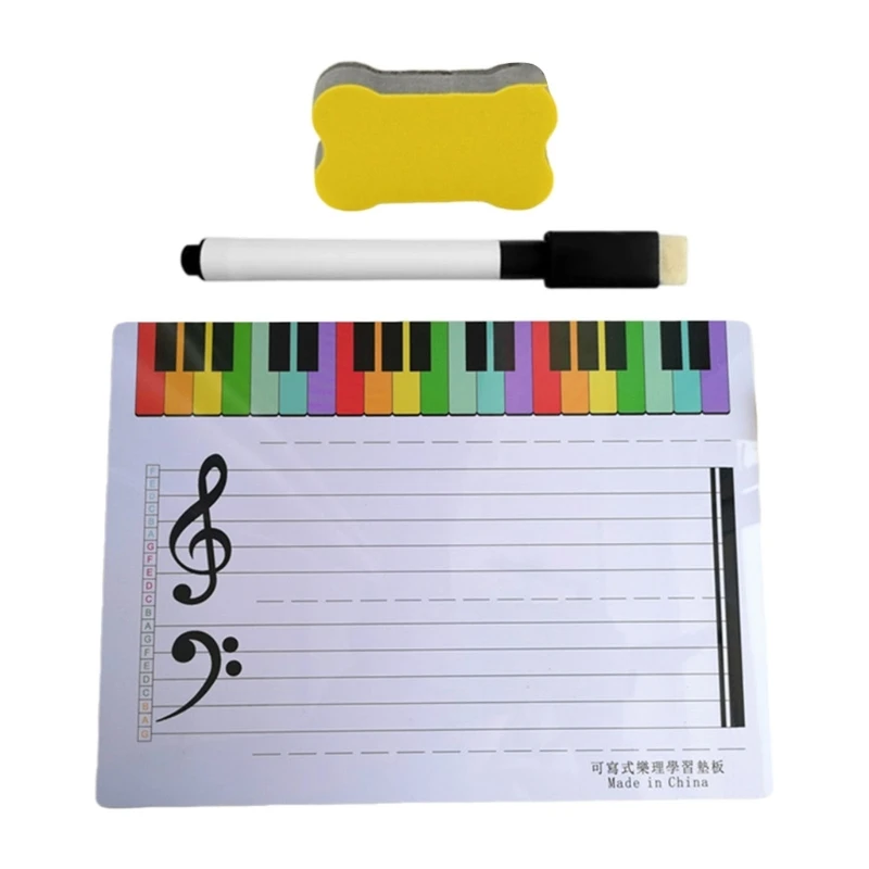 Reusable Music Staff Whiteboard Double Sided Classroom Teaching Aid Erasable Surfaces For Piano Guitar Lessons