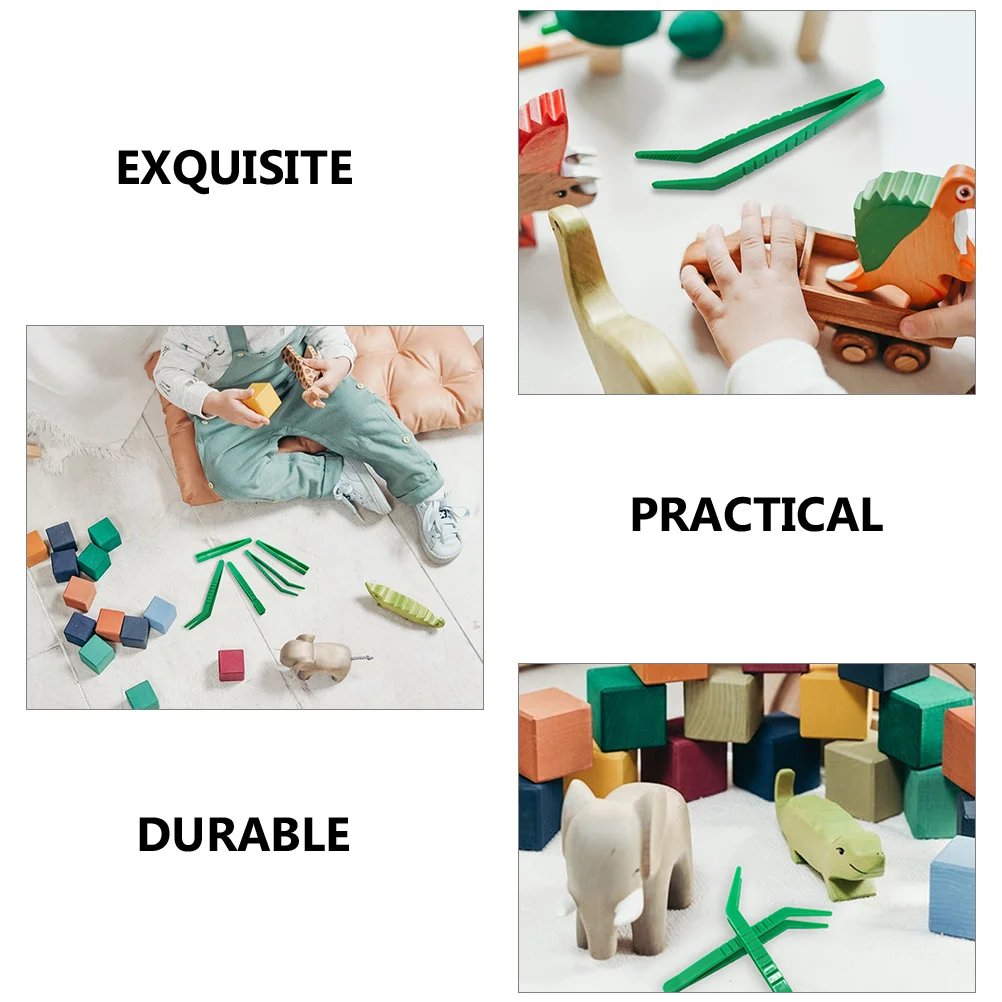 Pinça de plástico com cabeça curvada, 6 peças, ferramenta de aprendizagem para crianças, coleta de insetos para artesanato, classificação de contas, exploração ao ar livre, educacional