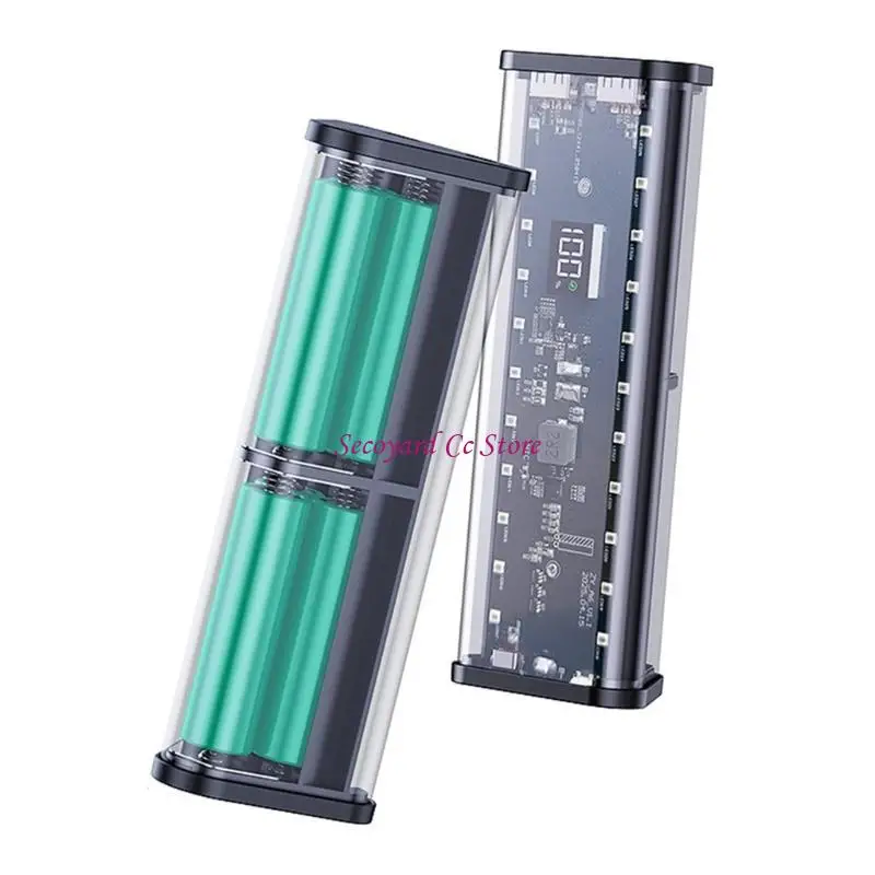 N3UC 6x18650 Power Battery Storage Case Removable Transparent Shell Multiple Protections with Camping Light Not Need Solder