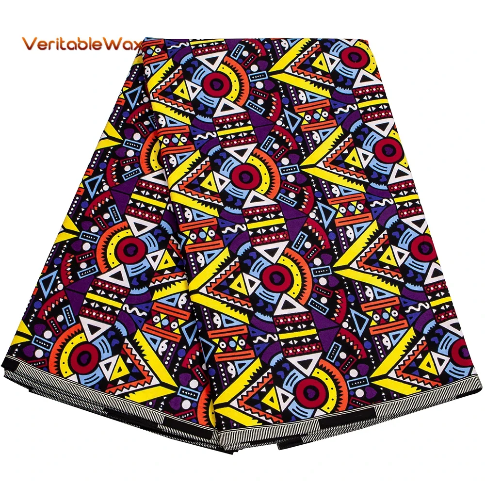 African Fabric Ankara African Real Wax Prints Cotton Fabric Diamond Pattern veritableWax High Quality For Party Dress A-1