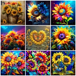 Huacan Diy 5d Diamond Mosaic Sunflower Full Round Sqaure Drill Painting Animal Butterfly New Collection Home Decor Rhinestone
