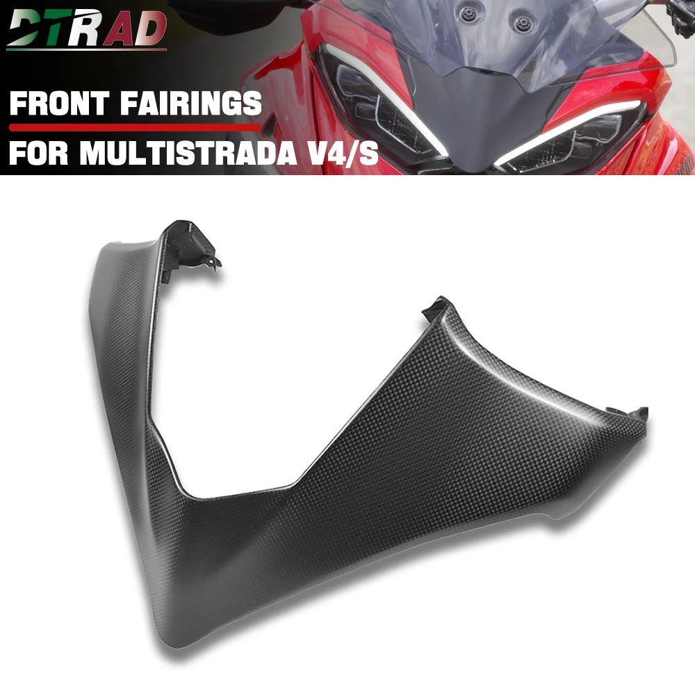 

For DUCATI Multistrada V4 V4S Pikes Peak / RS / Rally 2021-2024 2025 Carbon Fiber Front Fairings Upper Headlight Head Nose Cover