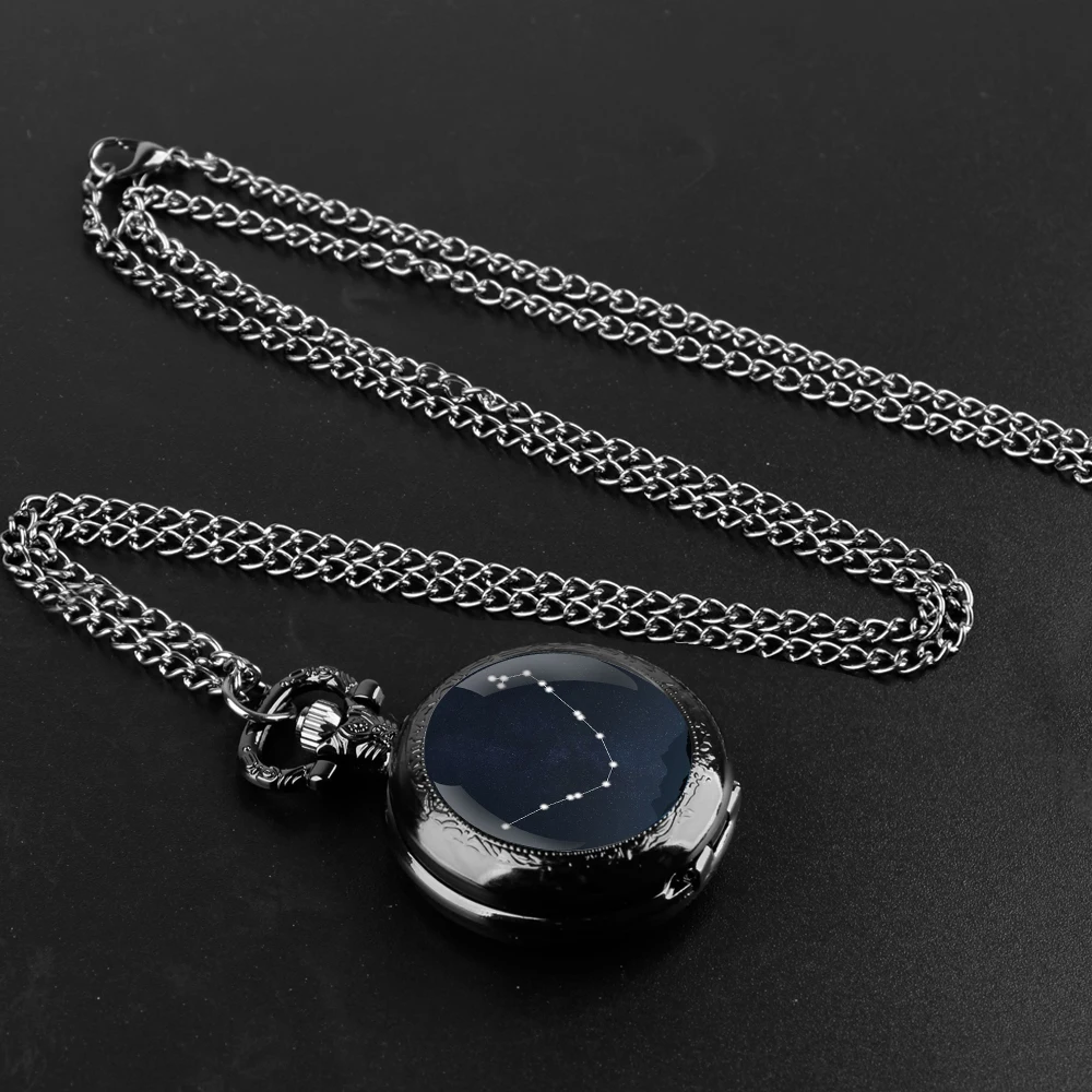 Serpens Constellation Romantic Gifts Vintage Arabic Numerals Quartz Pocket Watch Necklace Pendant Clock Chain Men Women Gift