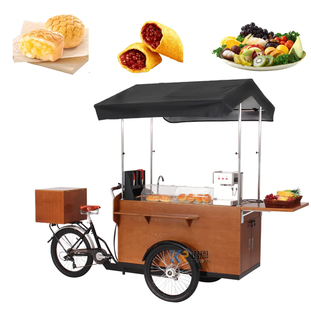 CE Certification Electric Mobile Coffee Cart for Sale Pedal Adult Cargo Bike Bicycle 500W Tricycle with Water Sink image 2
