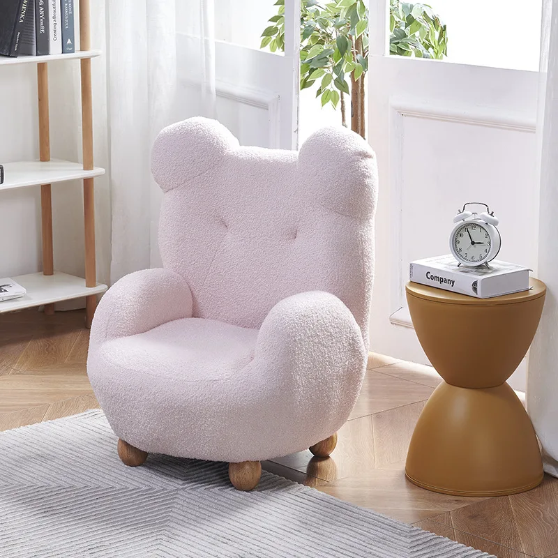 Children's Sofa Bear Modeling Lamb's Wool Sofa Home Bedroom Living Room Small Household Casual Lazy Sofa Kids Chair