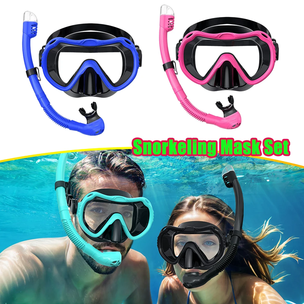 

Adult Snorkel Set Dry Top Breathing Tube Dive Mask Scuba Diving Mask Goggles Snorkeling Gear Anti Leak Anti Fog Silicone Skirt